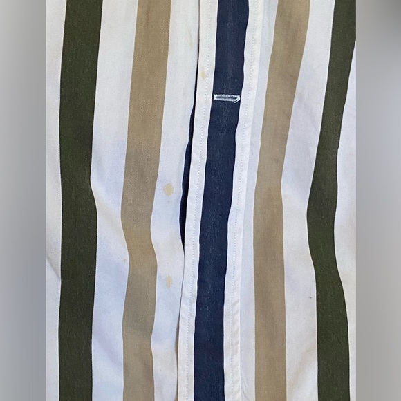 CUTTER & BUCK Mens Shirt Heavy Soft Twill  yellow navy khaki VGood Condition M/L - Picture 5 of 7